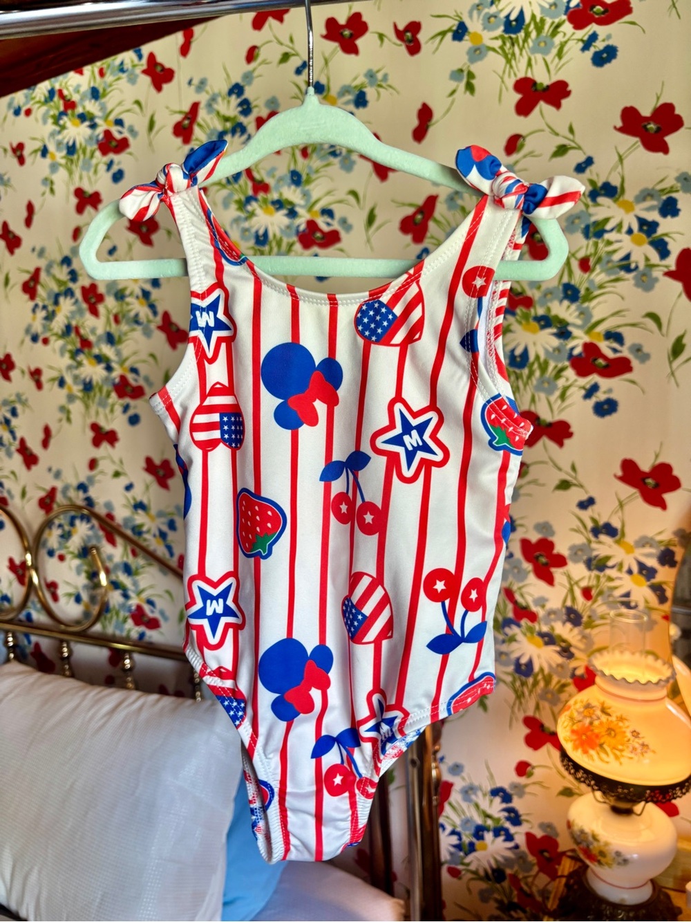 disney minnie mouse girls 2t patriotic red white blue one-piece swimsuit
